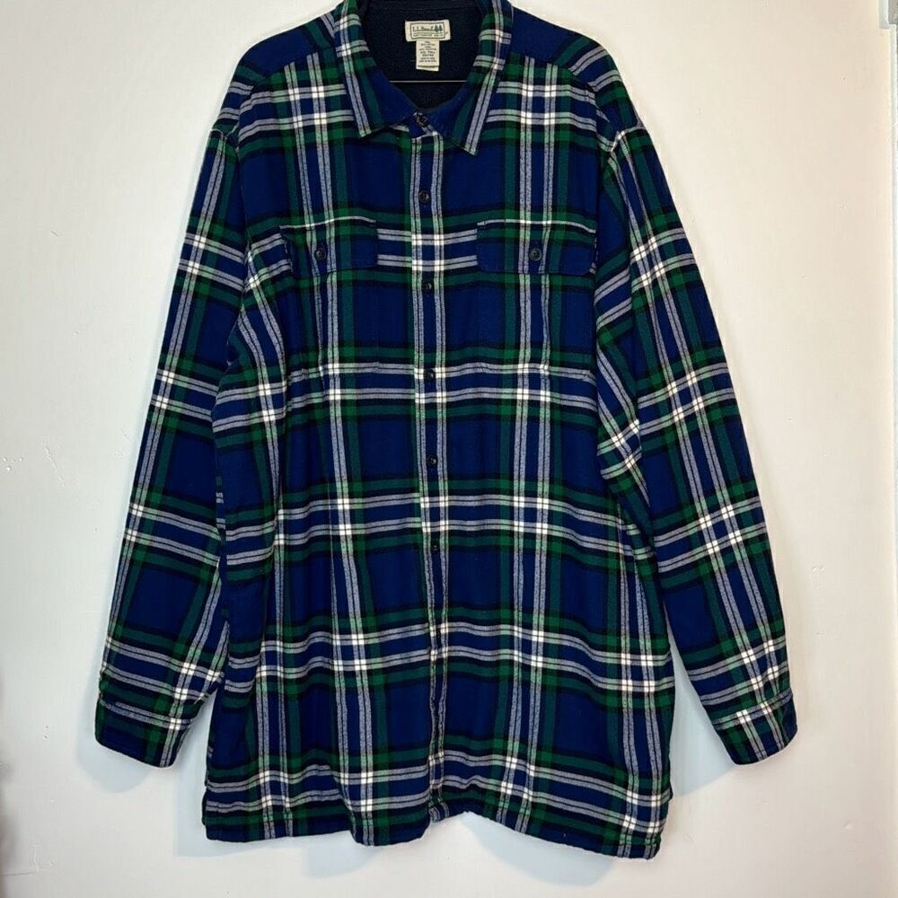 L.L. Bean Men's Fleece Lined Flannel Shirt XXL Tall